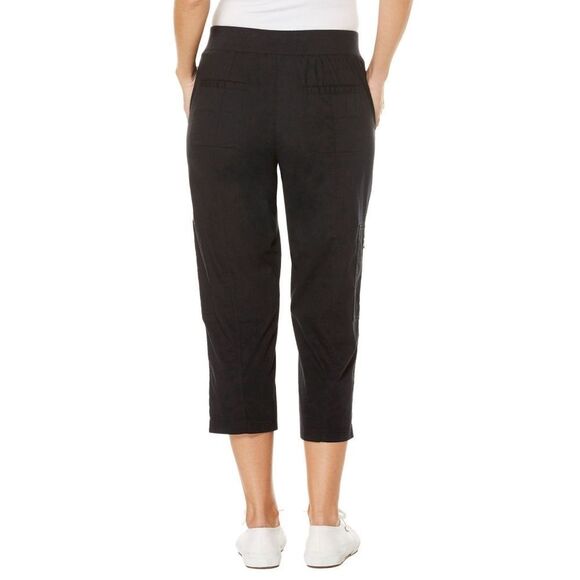 New! RAFAELLA Women's Poplin Black Capri Pants With Pockets Size 14 - Picture 2 of 6